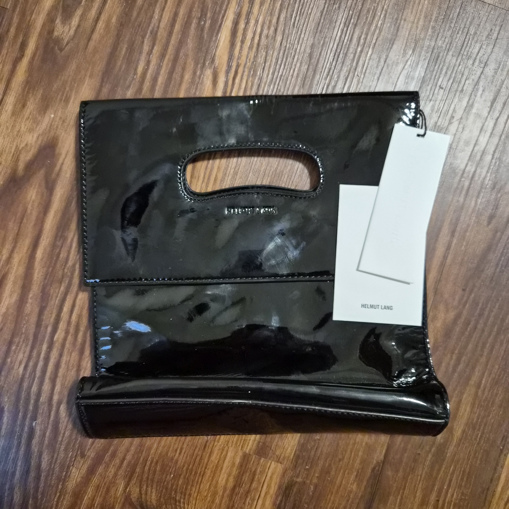 Helmut Lang Black Patent Leather Clutch